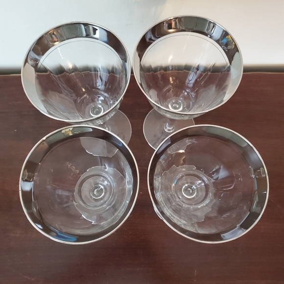 Glastonbury-Lotus Platinum Water Goblet Glasses 7 1/2" Vintage Glows ~ Set Of 4 - Picture 5 of 12